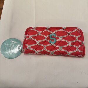 NEW WITH TAGS Pink Initials, Inc "S" Ladies Cloth Wallet Clutch  Zipper